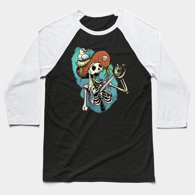 Pirate and seagull Baseball T-Shirt by Rackham